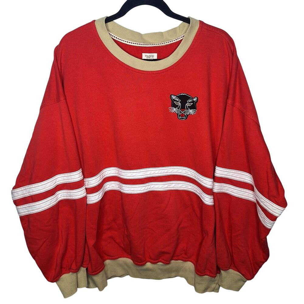 Pilcro Pep Rally Oversized Sweatshirt XL Black Panther Cougar Varsity Collegiate